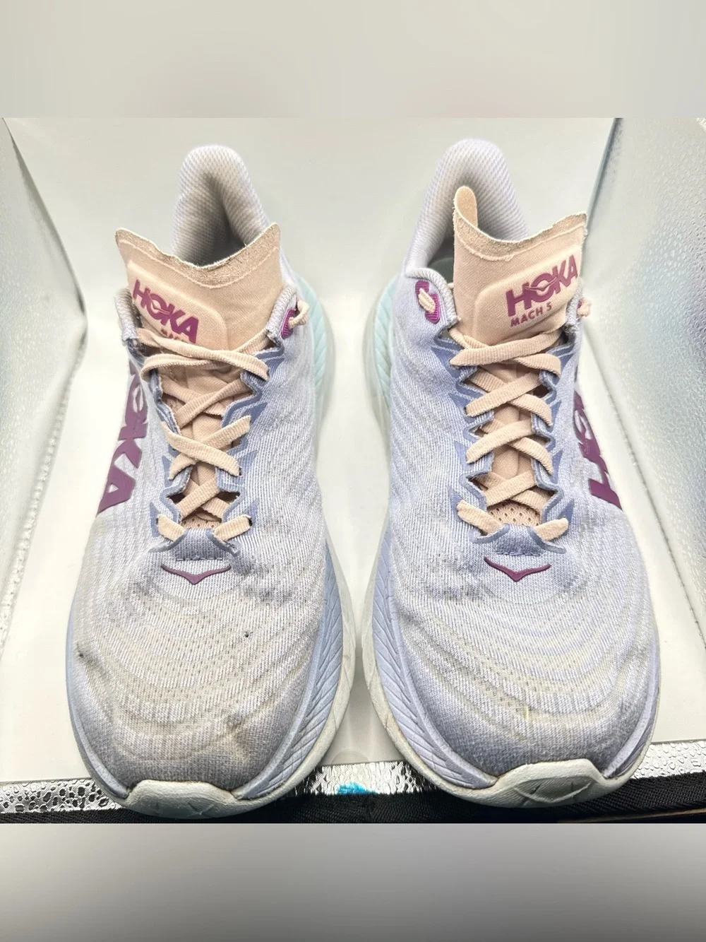 Hoka One One Mach 5 running shoes in the Baby Lavender/Summer Song